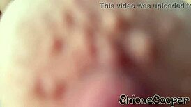 wow, check these bouncing boobs in sexy lingerie and stockings playing with a huge dildo!