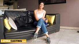 Super Tight Latina Cutie Pussy Stretched by Big Cock in Casting