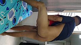 Damn, banging near the window while my cuckold watches with the neighbor!