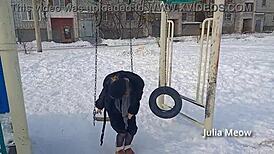 winter naked wife flaunts shaved pussy in wild outdoor public stories