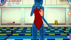 Slimegirl gets wild in 3d hentai pool scene