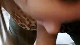 French Amateur in Black Leather Pants Rimming POV