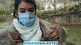 Risky outdoor blowjob in park near curious neighbors