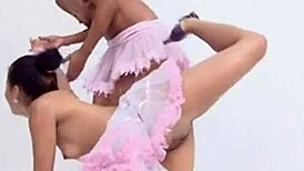 Topless lesbian ballerina teens with Little Lorie fingering in wild Colombian action. So hot to watch!