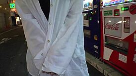 street vibes with asian babe dripping wet. denim soaked from japanese homemade action!