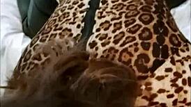 French Amateur in Black Leather Pants Rimming POV