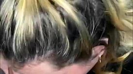 the latina amateur in thong gives sloppy blowjob and deepthroats until she swallows all the cum