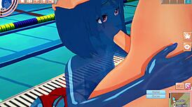 Slimegirl gets wild in 3d hentai pool scene