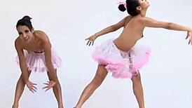 Topless lesbian ballerina teens with Little Lorie fingering in wild Colombian action. So hot to watch!