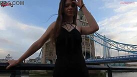 British Woman Flashes Her Hairy Pussy Under Skirt In Public London Setting