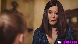 Mature Woman Seduces Young Girl in Steamy Brunette Encounter