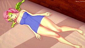 Stripping Mitsuri Kanroji's towel to fuck her hard!