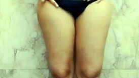 Step cousin relaxes in bathroom