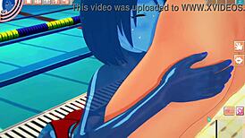 Slimegirl gets wild in 3d hentai pool scene