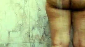 Step cousin relaxes in bathroom