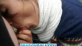 Risky outdoor blowjob in park near curious neighbors