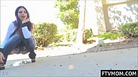 Big Tits MILF Flashes Boobs and Pisses Outdoors in Public