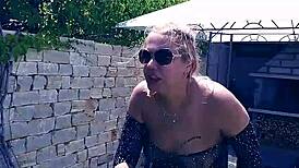 vicky sucking cock in croatia, getting cum all over