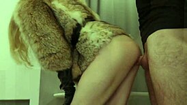 First femdom sex with high heels, leather gloves, and fur coat 😈