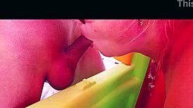 vicky sucking cock in croatia, getting cum all over