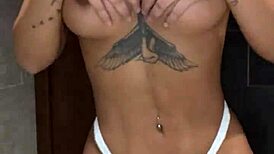 Watch Claudia Bavel tease in lingerie before ripping clothes and fingering her tight pussy to a big squirt in the bath?