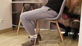 First femdom sex with high heels, leather gloves, and fur coat 😈