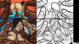 Latin milf subtly sucks huge black dicks in illustration