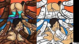 Latin milf subtly sucks huge black dicks in illustration