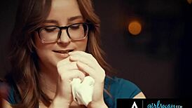 Girlsway lonely woman cheats with boss wife Angela White, scissoring at couple dinner