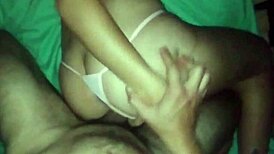 Stepsister moans like a slut in homemade bed