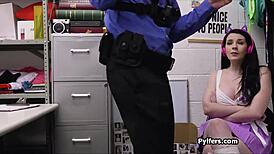 want to spy on busty teen's titjob and blowjob in office?