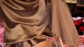 French Amateur in Satin Panties and Vinyl Heels Gets Deepthroat and Doggystyle.