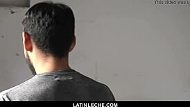 Sexy Latino boy covered in cum by four hung guys