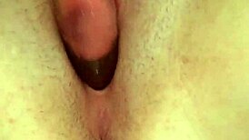 solo british whore intensely fucks her hairy cunt with a thick dildo