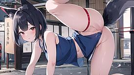 Japanese Policegirl Bent Over for Intense Doggystyle Blowjob