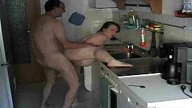 Shaved pregnant cheating wife gets drilled by friend in kitchen swingers party. Her ex watches cum drip.