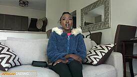 Man, this petite African model got worked over by a white hung producer at her casting! 😳