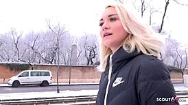 German Scout Picks Up Blue-Eyed Teen Marilyn for Raw Street Casting Fuck
