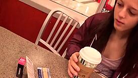 Beautiful New Brunette Stars in Group Sex with Photographer