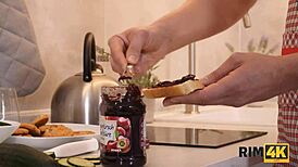 Dude, this brunette’s tongue in my butt feels wild!