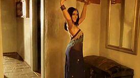 Exciting Indian Dance Moves Performed By Brunette Woman In Traditional Attire