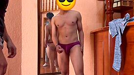 Emotional Undressing Of Muscular Mexican Model Leads To Cock Sucking