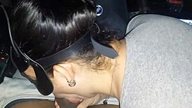 Fun in the car with interracial ass play?