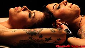 Lezdom Mistress Oversees Submissive Participants