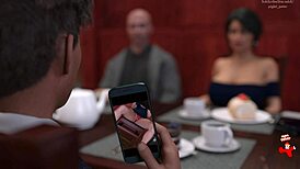 קסם נסתר של חמות מתחת לשולחן במקום ציבורי