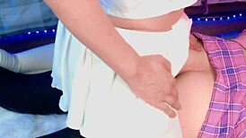 Chubby femboy gets ass fucked with handjob finish