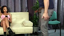 Clothed Female Naked Male Masturbation With Pussy