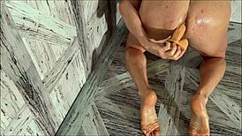 yo, check this gay bottom pig with oiled anal toys! 💪