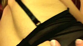 Skinny white girl gets deepthroated at gangbang party, ending with facial cumshot