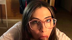 Cumshot and Sex with Glasses Girl
